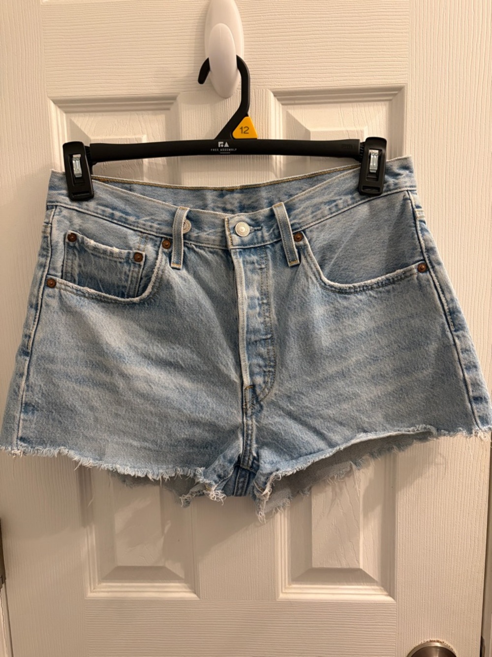 Levi's 501 Light Blue Denim Cutoff Shorts with Frayed Hem Waist 30